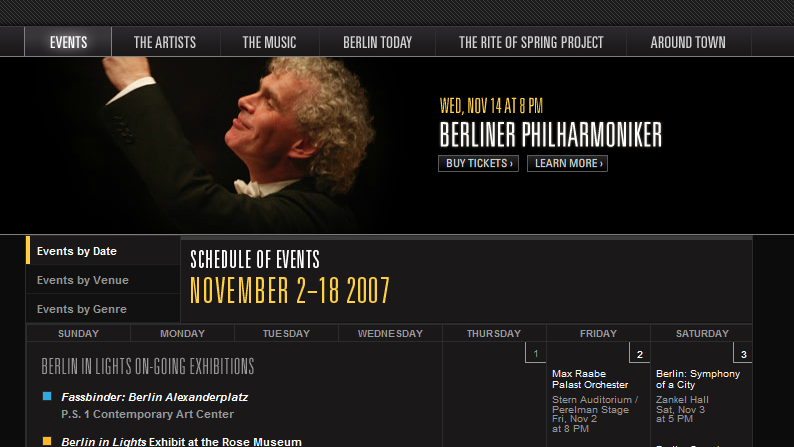 Berlin Festival Microsite Homepage